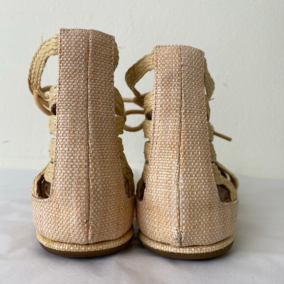 Gentle Souls Break My Heart 3 Size 7.5 Raffia Natural Leather Sandal Comfort - Picture 6 of 11
